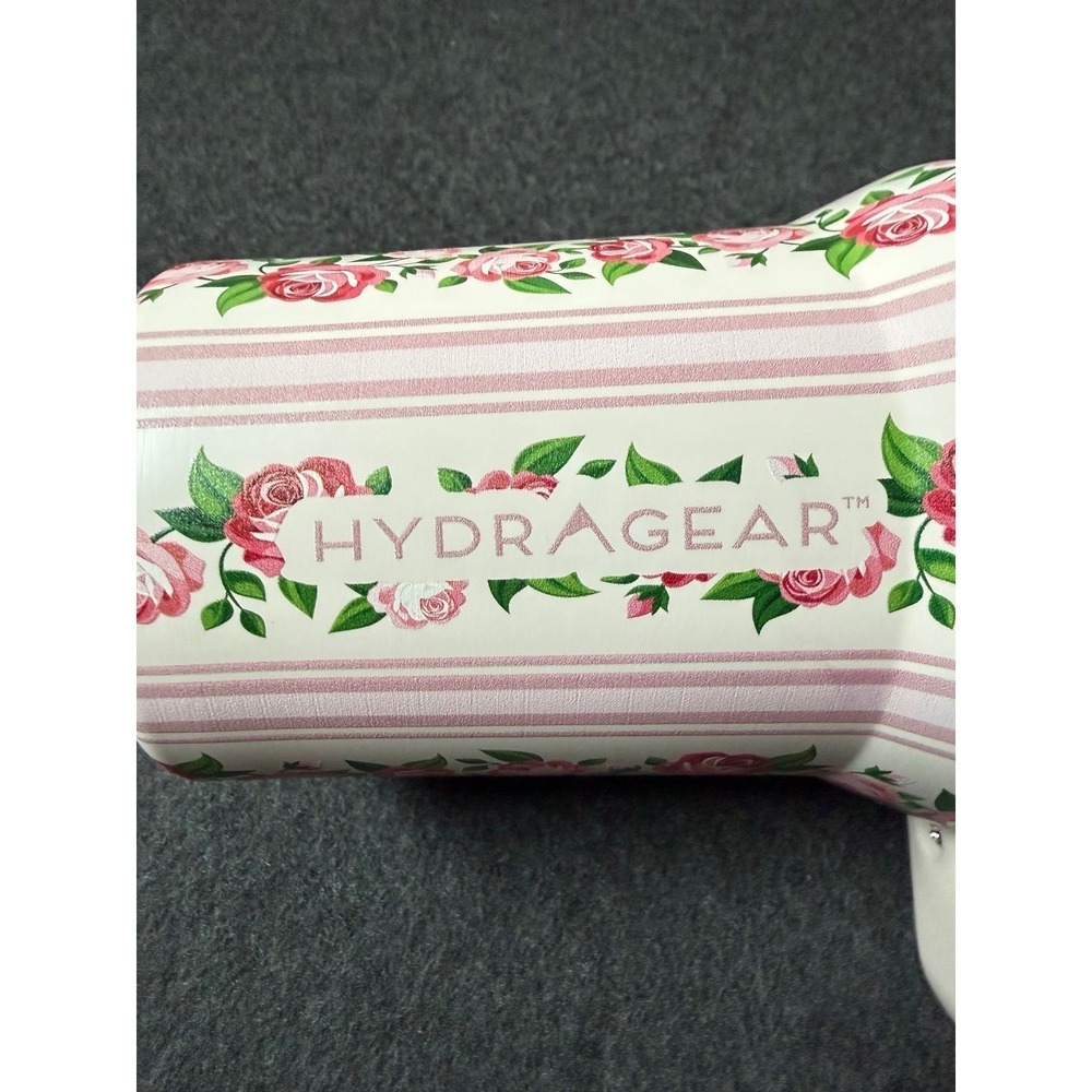 Hydragear Pink Striped Rose Floral Stainless Steel Tumbler with Bow Straw Cover - Picture 2 of 7